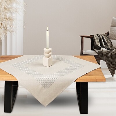 Καρέ Κέντημα Λινό 45499 Γκρι - Ilis Home