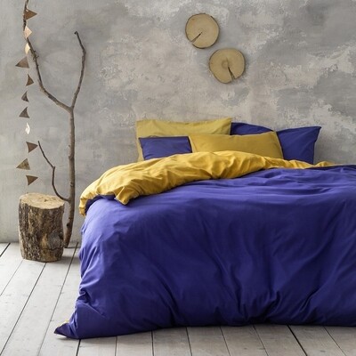 Σετ Παπλωματοθήκη Υπέρδιπλη Abalone Blue-Mustard Beige - Nima Home