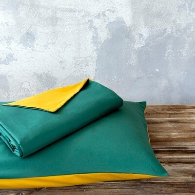 Σετ Παπλωματοθήκη Υπέρδιπλη Abalone Green-Mustard Beige - Nima Home