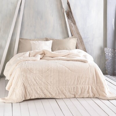 Κουβερτο-Πάπλωμα Μονό Shabby Ecrou Flannel-Sherpa - Rythmos