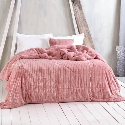 Κουβερτο-Πάπλωμα Υπέρδιπλο Shabby Pink Flannel-Sherpa - Rythmos
