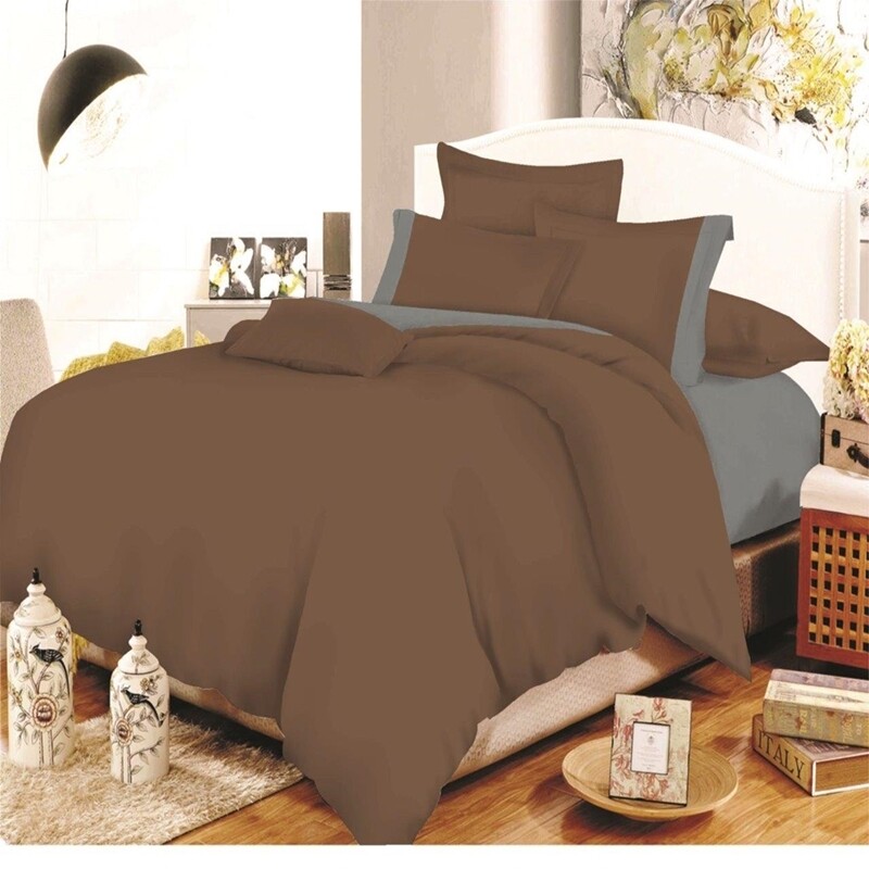 Σετ Σεντόνια Μονά Φάσα Cotton Line Brown-Gray - Komvos
