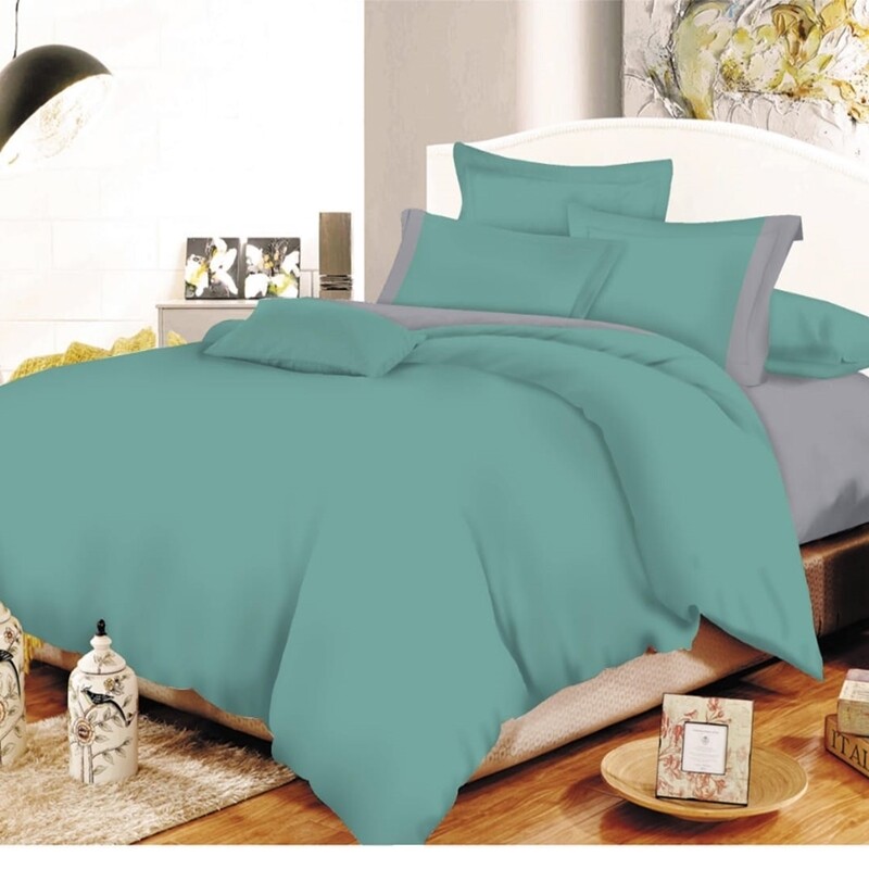 Σετ Σεντόνια Μονά Φάσα Cotton Line Petrol-Gray - Komvos