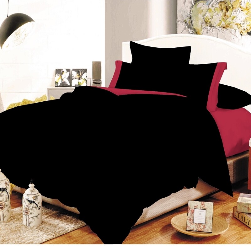 Σετ Σεντόνια Μονά Φάσα Cotton Line Black-Red - Komvos