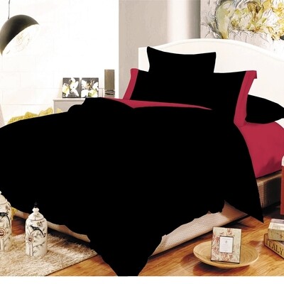 Σετ Σεντόνια Μονά Φάσα Cotton Line Black-Red - Komvos