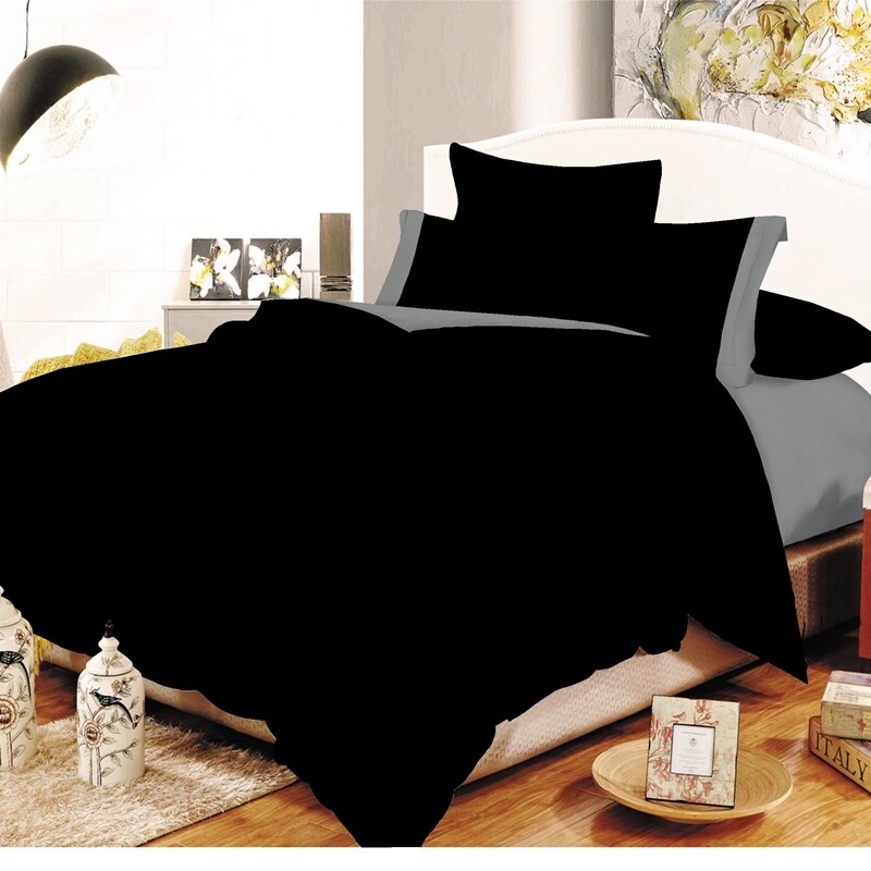 Σετ Σεντόνια Μονά Φάσα Cotton Line Black-Gray - Komvos