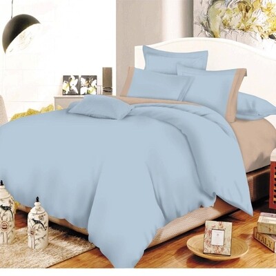 Σετ Σεντόνια Μονά με Λάστιχο Φάσα Cotton Line Light Blue-Beige - Komvos