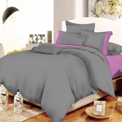 Σετ Σεντόνια Διπλά Φάσα Cotton Line Gray-Lilac - Komvos