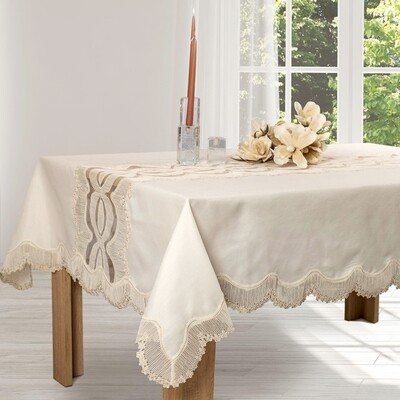 Τραπεζομάντηλο 160Χ260 εκ. Δαντέλα Λινό Fiori Ecrou - Ilis Home