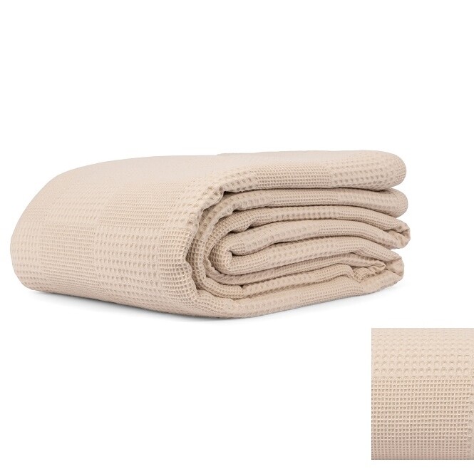 Κουβέρτα Πικέ Ημίδιπλη 180Χ240 εκ. Beige - Mcdecor