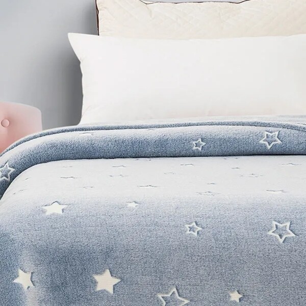 Κουβέρτα Φωσφοριζέ Βελουτέ Fleece Αγκαλιάς Stars Blue - Sunshine