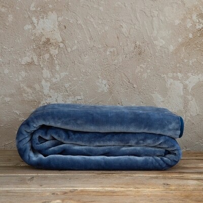 Κουβέρτα Βελουτέ Μονή Coperta Blue - Nima Home