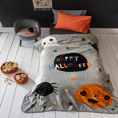 Κουβέρτα Βελουτέ Μονή Happy Halloween - Nima Home