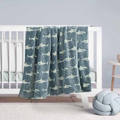Κουβέρτα Φωσφοριζέ   Fleece Κούνιας Sharky - Kocoon