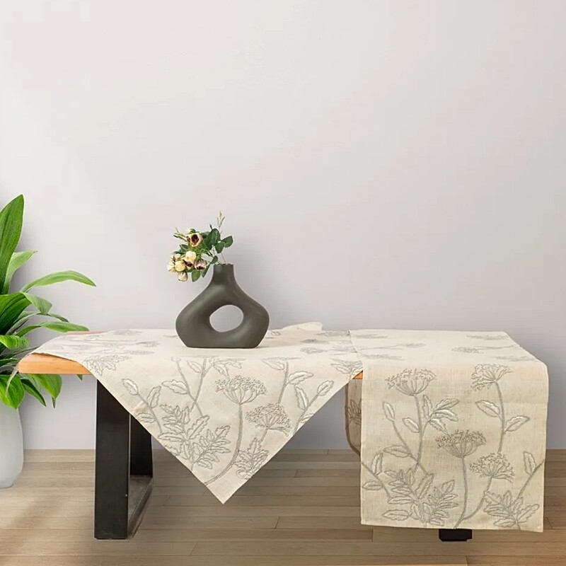 Τραβέρσα Κέντημα Λινό 0855 Γκρι Κέντημα - Ilis Home