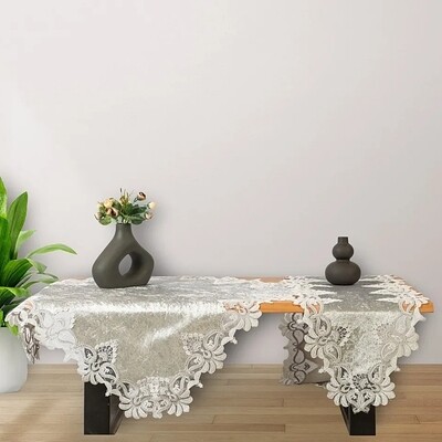 Τραπεζοκαρέ 120Χ120 εκ Βελούδο-Δαντέλα Sandal Gray - Ilis Home