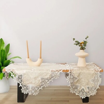 Τραβέρσα 40Χ120 εκ. Βελούδο-Δαντέλα Sandal Beige - Ilis Home
