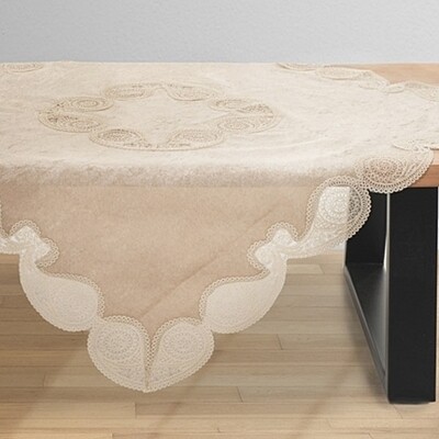 Τραπεζοκαρέ 120Χ120 εκ Βελούδο-Δαντέλα Effie Beige - Ilis Home