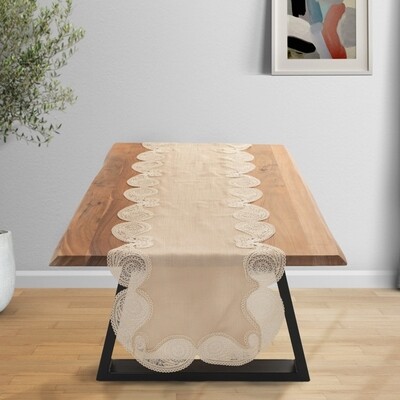 Τραβέρσα 40Χ120 εκ. Βελούδο-Δαντέλα Effie Beige - Ilis Home
