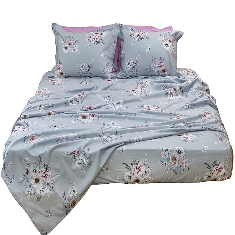 Σεντόνι Λάστιχο Ημίδιπλο Flower Gray-Home Classic