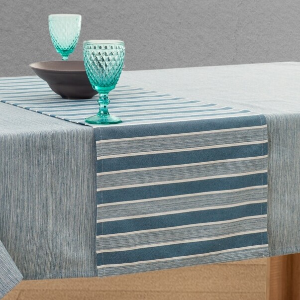 Καρέ 85Χ85 εκ. Ριγέ Aries Blue - Ilis Home