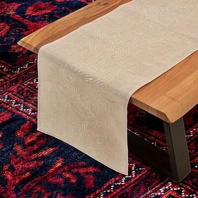 Τραβέρσα 40Χ170 εκ. Κέντημα Λινό 0337 Gray - Ilis Home