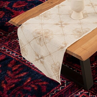 Τραβέρσα 40Χ170 εκ. Κέντημα Λινό 0585 Beige - Ilis Home