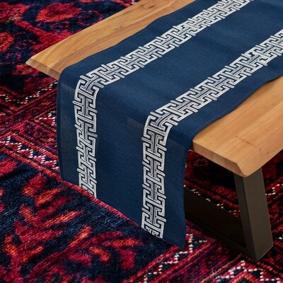 Τραβέρσα 40Χ170 εκ. Κέντημα Λινό 0600 Blue - Ilis Home