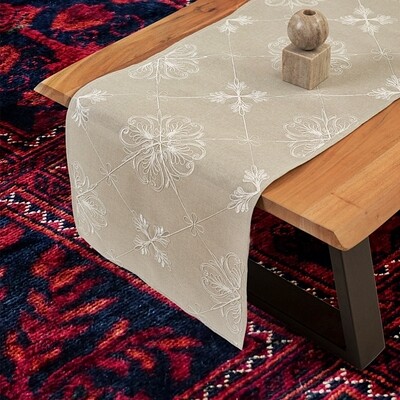 Τραβέρσα 40Χ170 εκ. Κέντημα Λινό 0585 Gray - Ilis Home