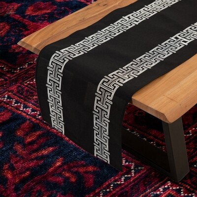 Τραβέρσα 40Χ170 εκ. Κέντημα Λινό 0600 Black - Ilis Home