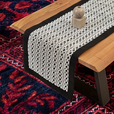 Τραβέρσα 40Χ170 εκ. Ολοκέντητο Λινό 46433 Black - Ilis Home