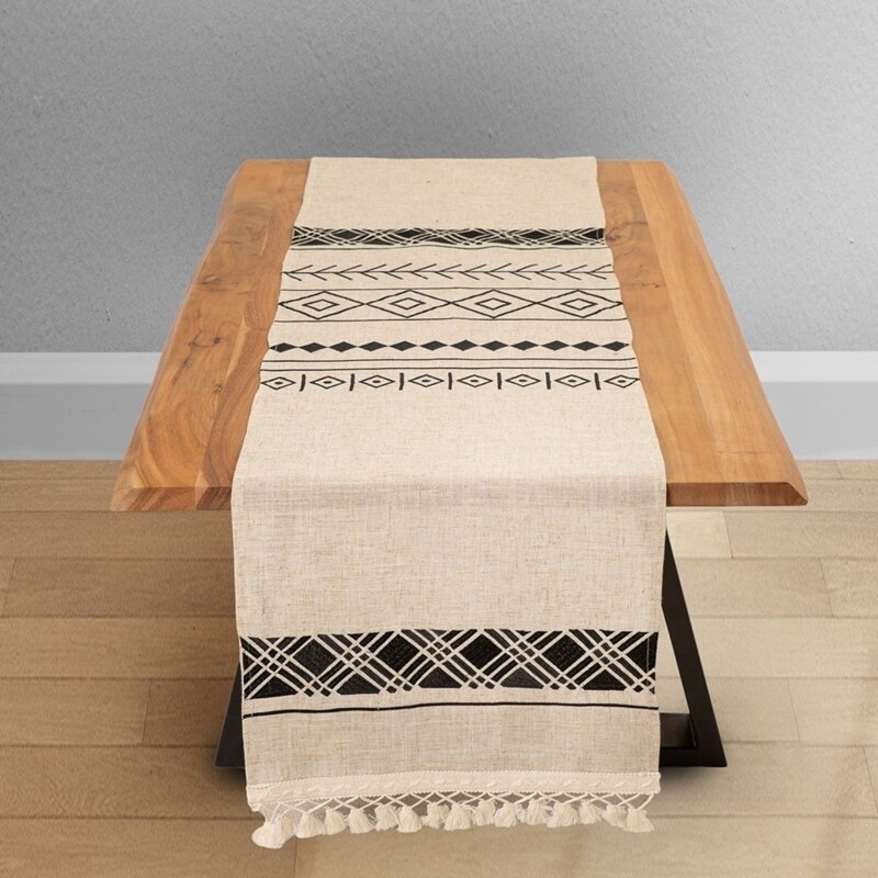 Τραβέρσα 40Χ170 εκ. Κέντημα Λινό 0338 Black - Ilis Home