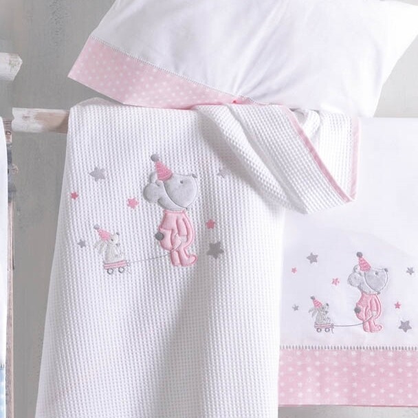 Σετ Σεντόνια Κούνιας Κέντημα Felix Pink - Rythmos