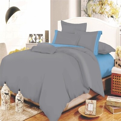 Σετ Σεντόνια Υπέρδιπλα Φάσα Cotton Line Gray-Sky Blue - Komvos