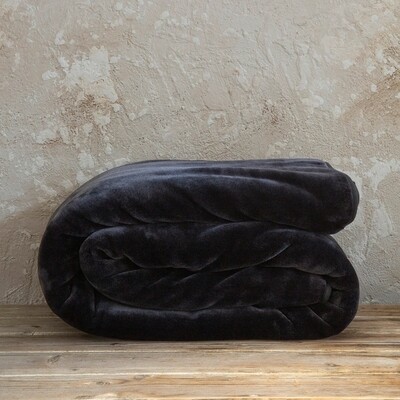 Κουβέρτα Βελουτέ Υπέρδιπλη Coperta Black - Nima Home