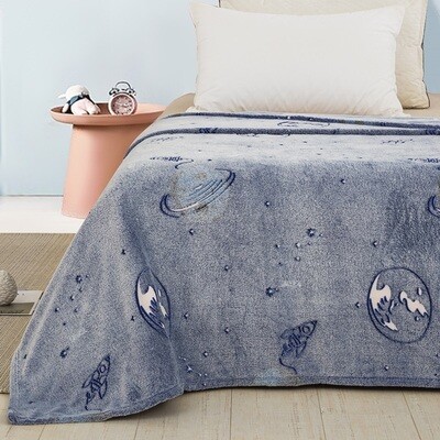 Κουβέρτα Fleece Βελουτέ Φωσφοριζέ Μονή Space 102 - Adam Home