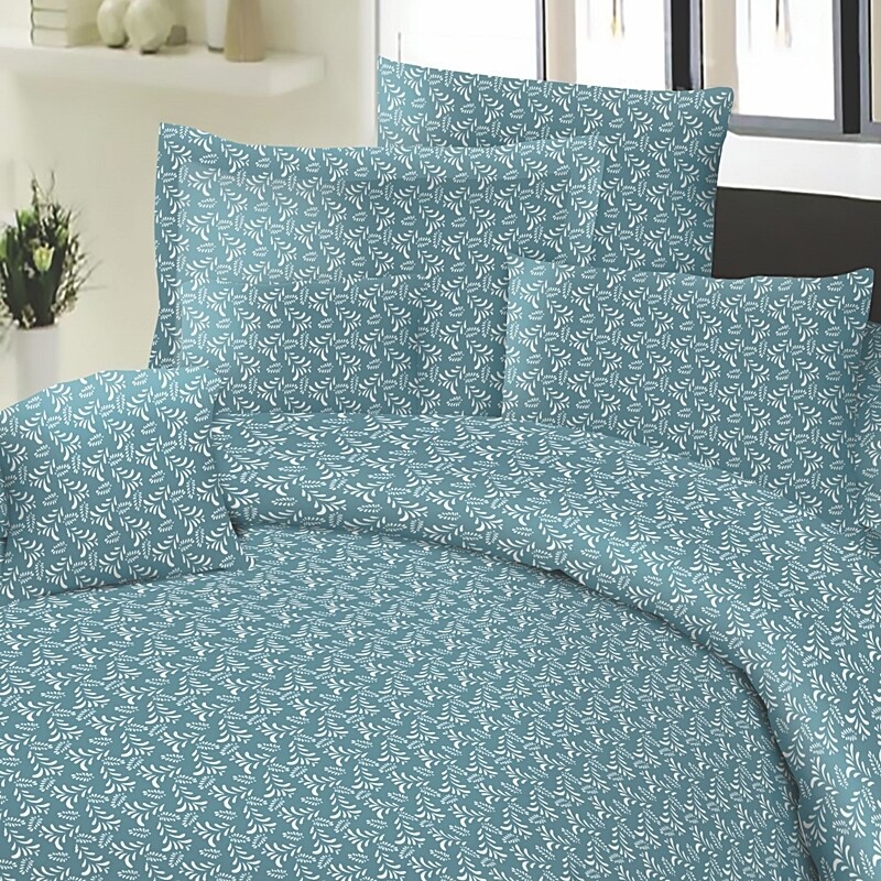 Μαξιλαροθήκες Ζευγάρι Cotton Line 50Χ70 εκ. Fern Petrol - Komvos