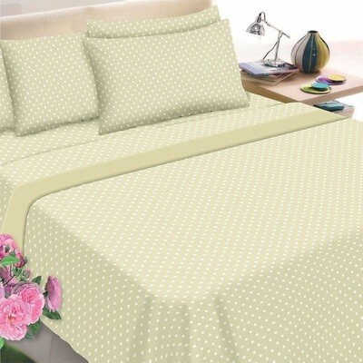 Σετ Σεντόνια Υπέρδιπλα Φανέλα Dots Beige - Komvos