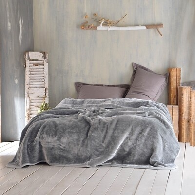Κουβέρτα Βελουτέ Υπέρδιπλη Velour Gray - Rythmos