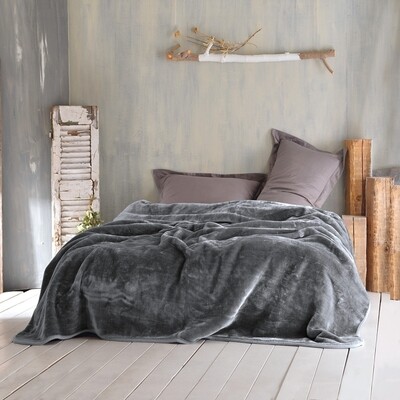 Κουβέρτα Βελουτέ Υπέρδιπλη Velour Dark Gray - Rythmos