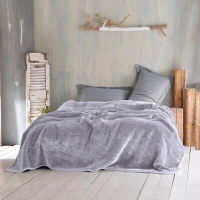 Κουβέρτα Βελουτέ Μονή Velour Silver - Rythmos