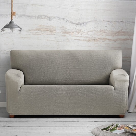 Σετ Καλύμματα Διθέσιο &amp; Τριθέσιο Tunez Ανοιχτό Γκρι Λύκρα Ελαστικό