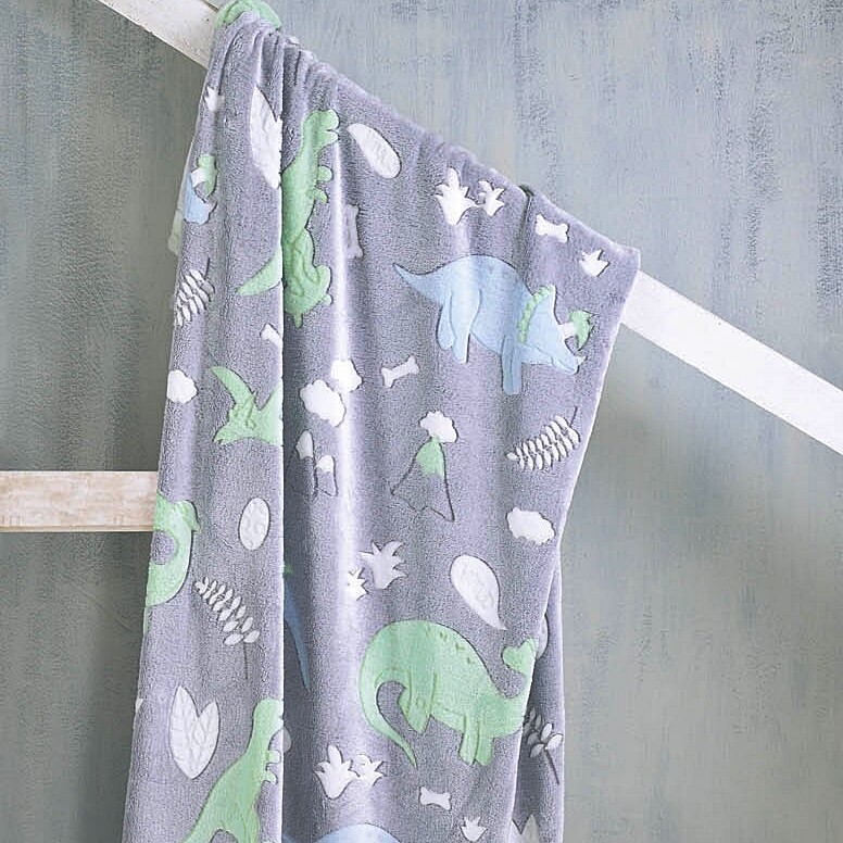 Κουβέρτα Fleece Flannel Φωσφοριζέ Μονή Dinoland - Rythmos
