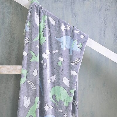 Κουβέρτα Fleece Flannel Φωσφοριζέ Μονή Dinoland - Rythmos