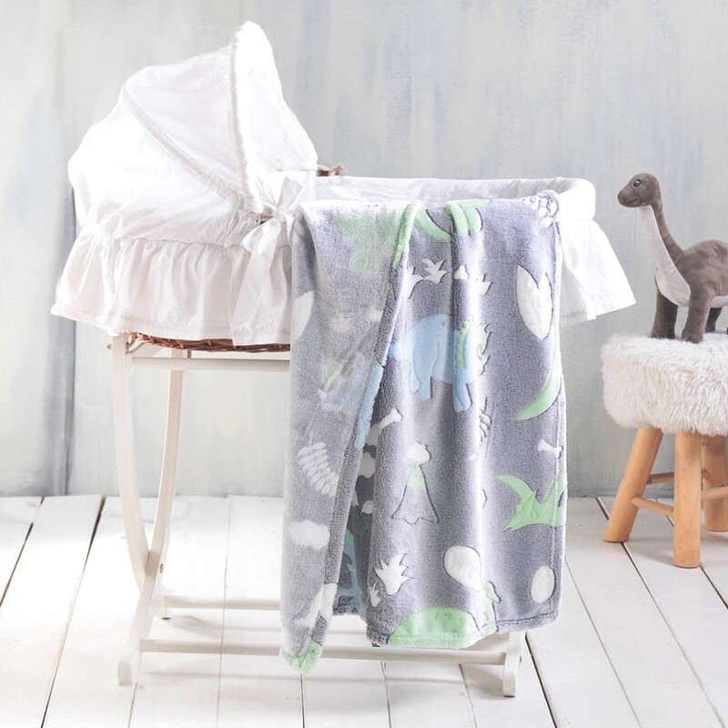Κουβέρτα Fleece Flannel Φωσφοριζέ Κούνιας Dinoland - Rythmos