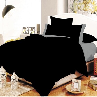 Σετ Σεντόνια Διπλά Φάσα Cotton Line Black-Gray - Komvos