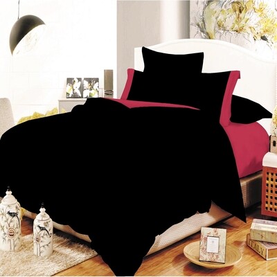 Σετ Σεντόνια Διπλά Φάσα Cotton Line Black-Red - Komvos