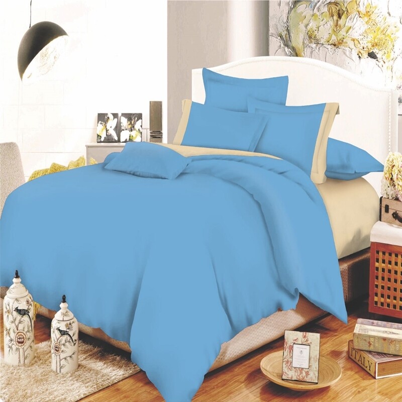 Παπλωματοθήκη Διπλή Cotton Line Sky Blue-Beige - Komvos