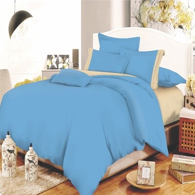 Παπλωματοθήκη Διπλή Cotton Line Sky Blue-Beige - Komvos