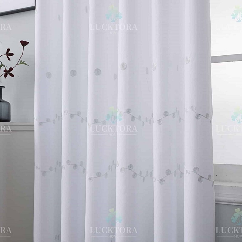 Κουρτίνα με Κρίκο Κέντημα 270Χ270 εκ. 6014-1 Λευκό